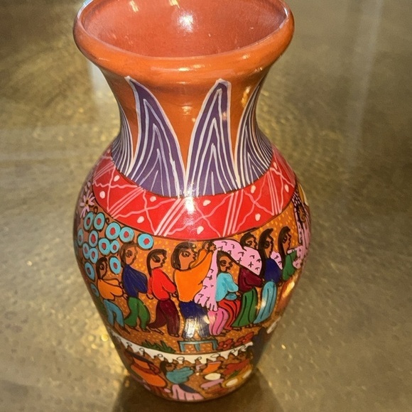 Hand-painted Mexican Folk Art Pottery Mask Decoration - Picture 2 of 8